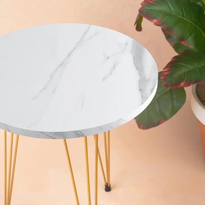 white marble end table
