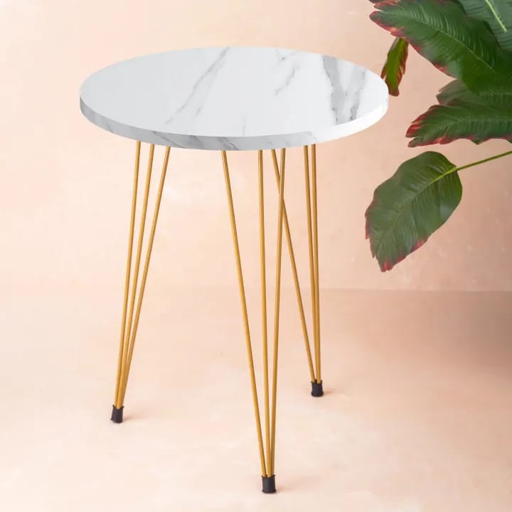 white marble end table