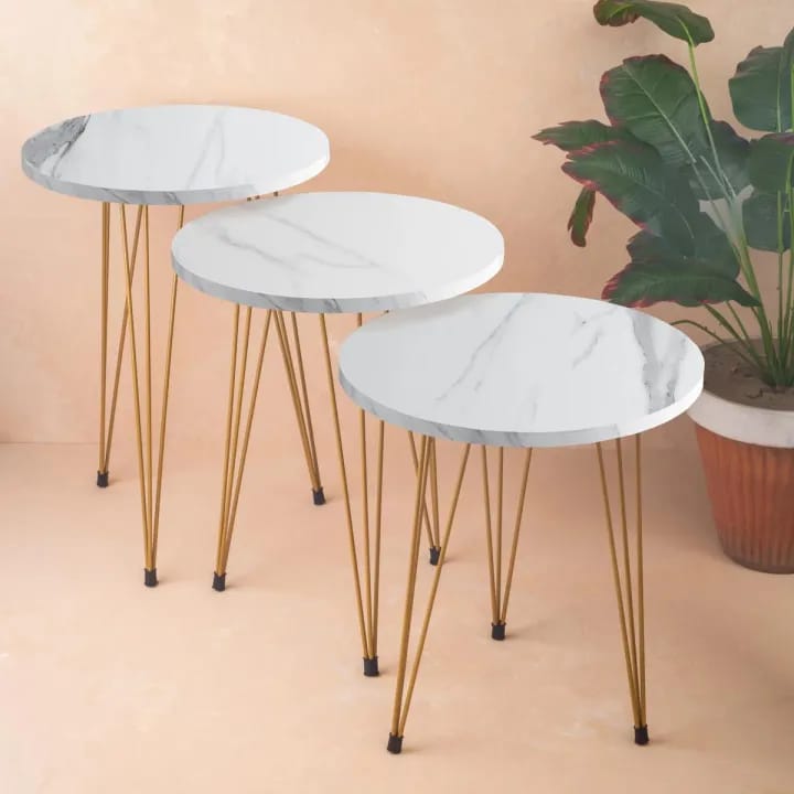 white marble end table