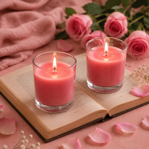 pink rose candle
