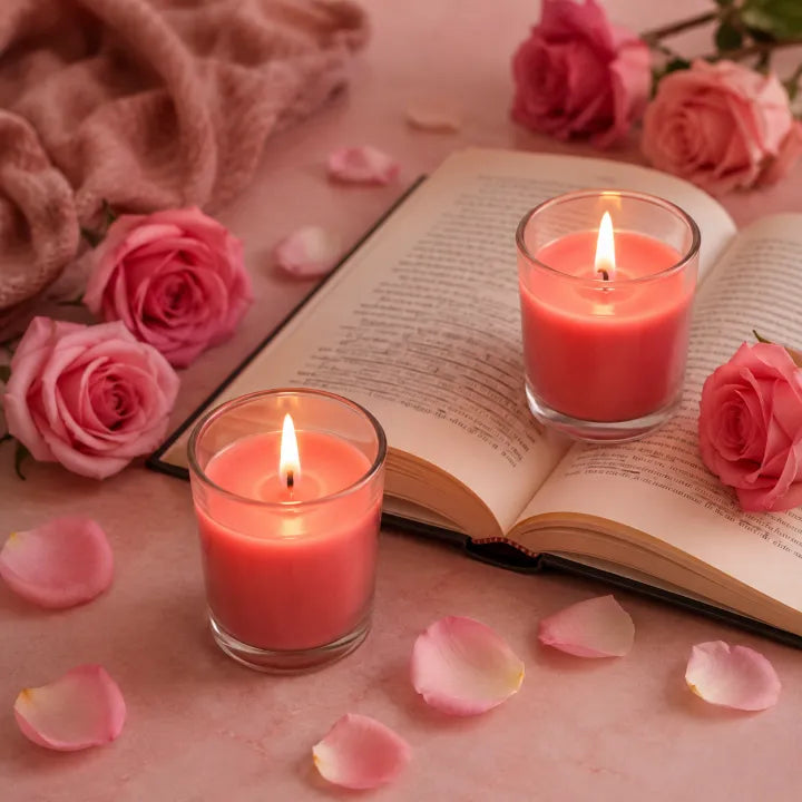 pink rose candle