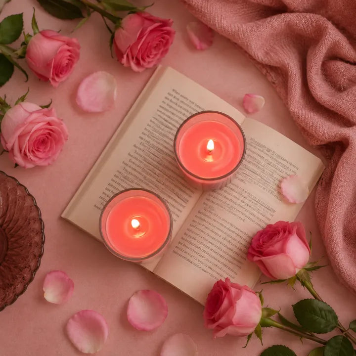 pink rose candle